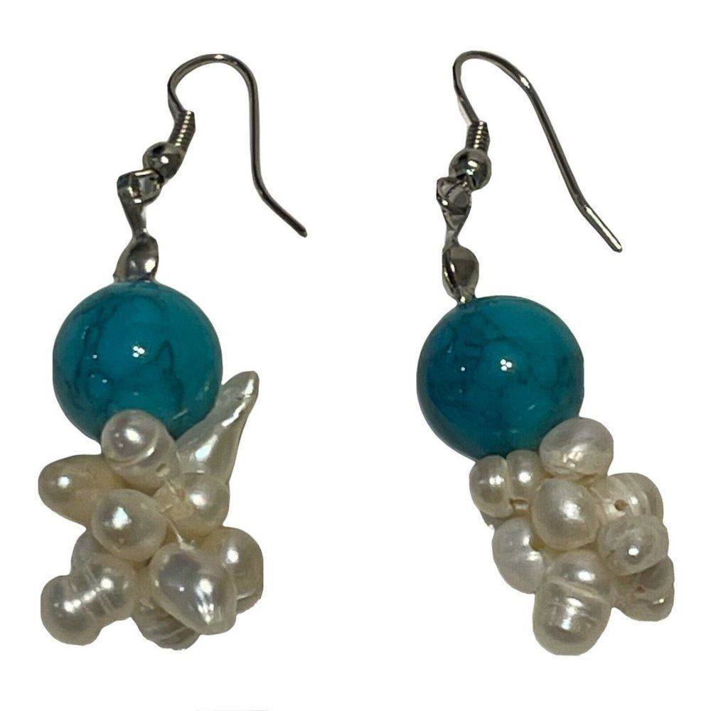 artisan made faux turquoise glass beads pearl bead